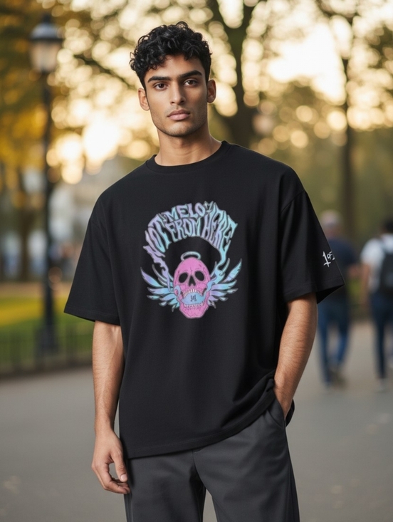 Puma Other - Puma Melo Reflections Black Graphic Tee with Pink/Blue Skull, NWT